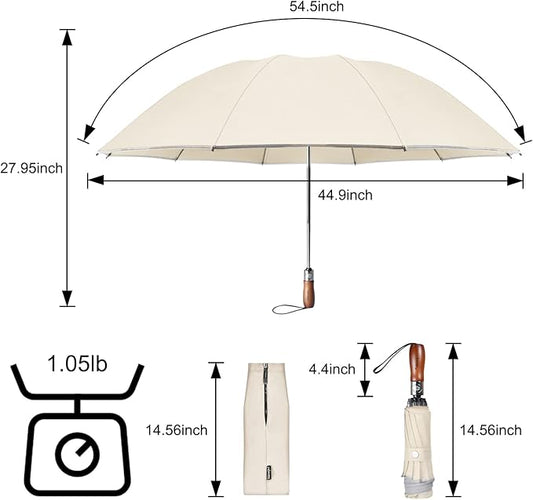 Lejorain Golf Large Inverted Umbrella - Black Big Windproof Heavy Duty Upside Down 46/50/54 Inch Compact Reverse Car Automatic Folding Reflective Umbrella