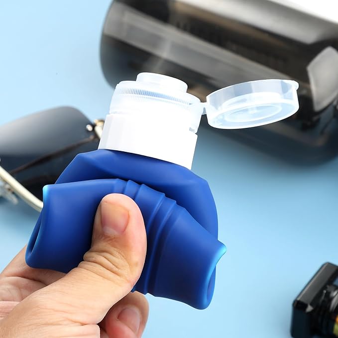 Travel Bottles for Toiletries, Large 6oz Oversize Containers, BPA Free Leak Proof Tubs Refillable Liquid Traveler Accessories with Toiletry Bag for Cometic Shampoo and Lotion Soap (4 Pack)