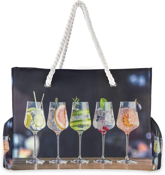 senya Large Beach Shoulder Bags Canvas Tote Water Resistant for Gym Travel Daily