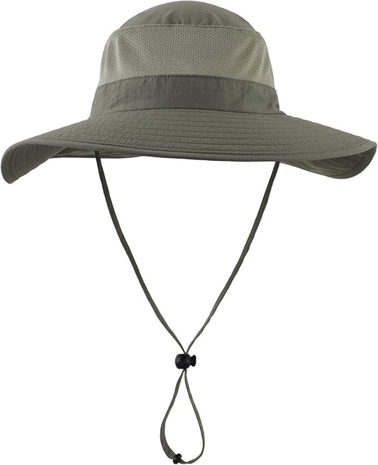 Home Prefer Outdoor UPF50+ Mesh Sun Hat Wide Brim Fishing Hat with Neck Flap Sun Hat for Men Women