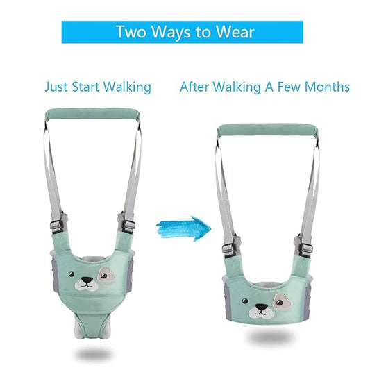 IULONEE Baby Walker, Handheld Kids Toddler Walking Harness Helper Assistant Protective Belt Child Activity Walker Adjustable Standing Up Walking Learning Helper for Toddler 7-24 Month (Green)