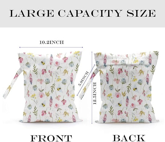 2 Pcs Wet Bag, Wet Dry Bag, Wet Bag for Swimsuit, Travel, Beach, Pool, Diapers, Dirty Yoga Gym Clothes, Toiletries, Makeup Bag, Boho Heart Decor Romantic Gifts for Birthday Wedding.