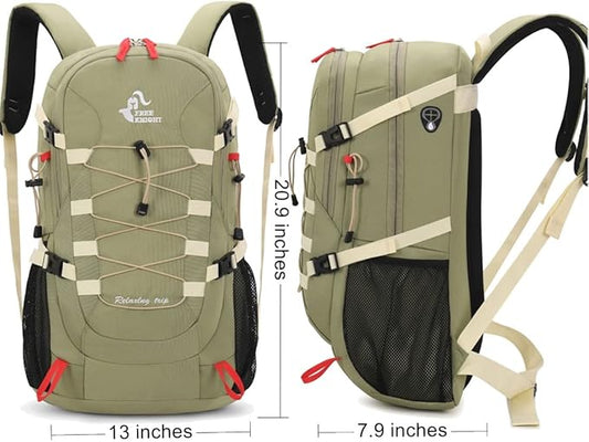 Bseash 40L Waterproof Hiking Backpack with Rain Cover, Outdoor Sport Travel Bag Daypack for Camping Climbing Skiing Cycling (Pea-green)