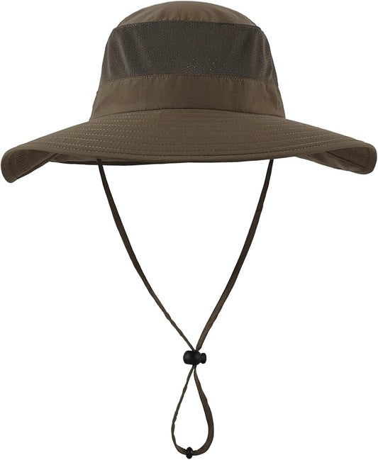 Home Prefer Outdoor UPF50+ Mesh Sun Hat Wide Brim Fishing Hat with Neck Flap Sun Hat for Men Women