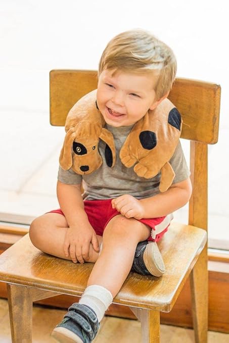 LakiKid Shoulder Wrap for Kids – Travel Pillow for Flights, Car Rides, & Adventures, Soft & Cuddly Neck Pillow Airplane for Kids Made of Polyester in an Adorable Beagle Design, Travel Fidget Toy