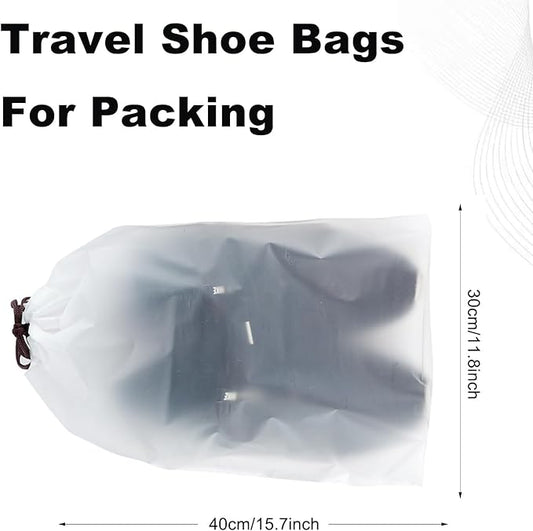 100 Pcs clear Shoe Bags for Travel,11.8“ x 15.7”,Drawstring Travel Shoe Bags for Packing,Waterproof Dustproof Portable Travel Shoe Storage Bag for Men and Women