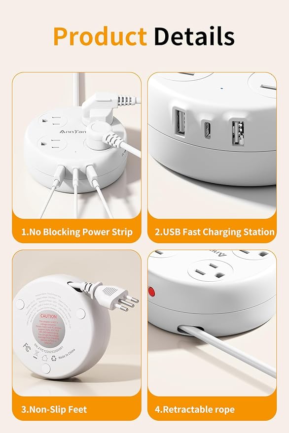 Italy Travel Adapter with USB C, US to Italy Plug Adapter with 4 Outlets 3 USB Ports, Type L Power Adapter for US to Chile Ethiopia Libya Syria Tunisia Uruguay (White)
