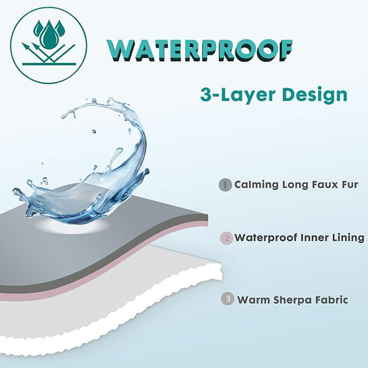 gogobunny Waterproof Dog Blanket for Large Dogs, Cats, Puppy, Reversible Faux Fur Pet Throw Blanket, Washable, Calming Furniture Protection for Sofa Bed (25x35 Inch (Pack of 1), Black)