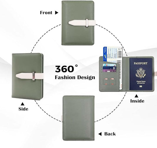 Passport Holder with Airtag for Women/Men,Airtag Passport Wallet for Travel,Cute Passport Holder Rfid Blocking,Travel Wallet for Cards Passport Cover Case (Green)
