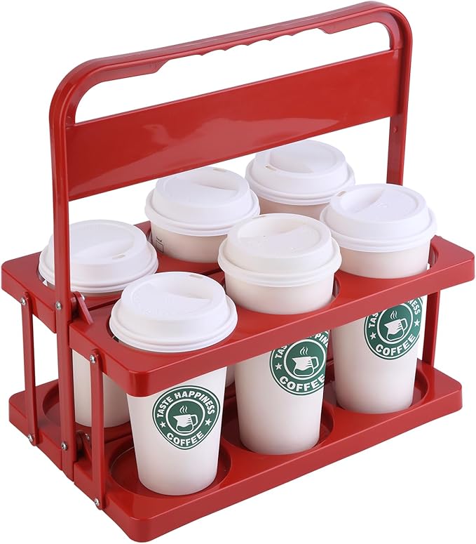 musbus Reusable Drink Carrier with Handle for Food Delivery Drivers, Portable Cup/Coffee Holder Accessories for Delivery, Foldable Drinks Caddy with Tray, Car Durable Plastic Festive Bottle, Vacation