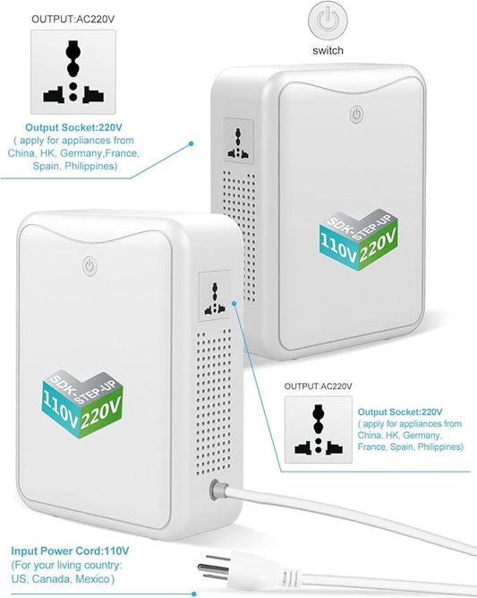 Step Up Transformer 110v to 220v Voltage Converter 2000w, No Noise, Suit for Juicer, Chocolate Machine and Other Appliances ,Using 220V Asia Euro Appliance in US