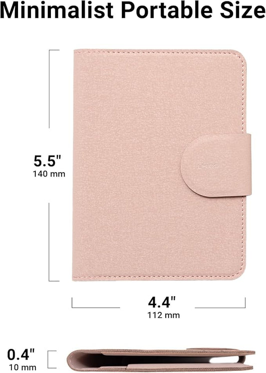 LHiDS Leatherette Passport Holder with RFID Protection, Premium PU Leather, Snap Button Closure, Travel Passport Wallet Cover for Passport, Boarding Passes, Business Cards, Cash (Rose Pink)