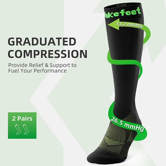 Wakefeet Compression Socks for Women Men 3 Pairs, Compression Stockings, Fragrance Flight Socks for Travelling Sitting