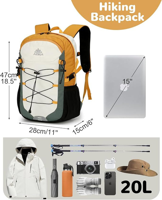 20L Small Lightweight Hiking Backpack with Chest Strap for Men Women, Outdoor Daypack for Travel, Green