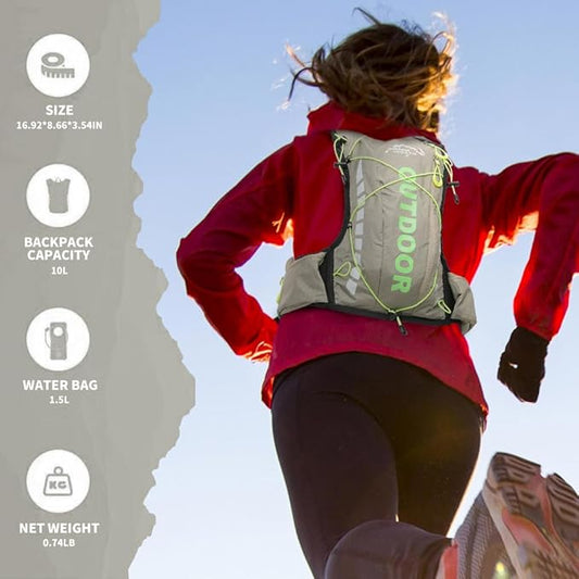 Hydration Pack Backpack,IX INOXTO Running Hydration Vest with 1.5L ( 50 oz) Water Bladder for Men Women,Lightweight Water Backpack for Hiking Cycling Climbing Camping