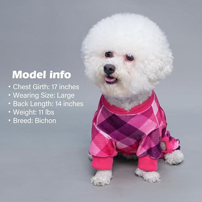 KYEESE Dog Pajamas Large Sized Dog Soft Coat Stretchy Onesie Lightweight Pjs Comfy Pet Clothes Velvet Jammies,Pink, XXX-Large