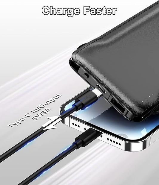 TG90Β° Portable Charger with Cords Only 10000mAh Power Bank with Built in Cables(No Plug) Battery Backup Cell Phone External Battery Pack Compatible with iPhone 17 16 15 14 13 12 Samsung Google iPad