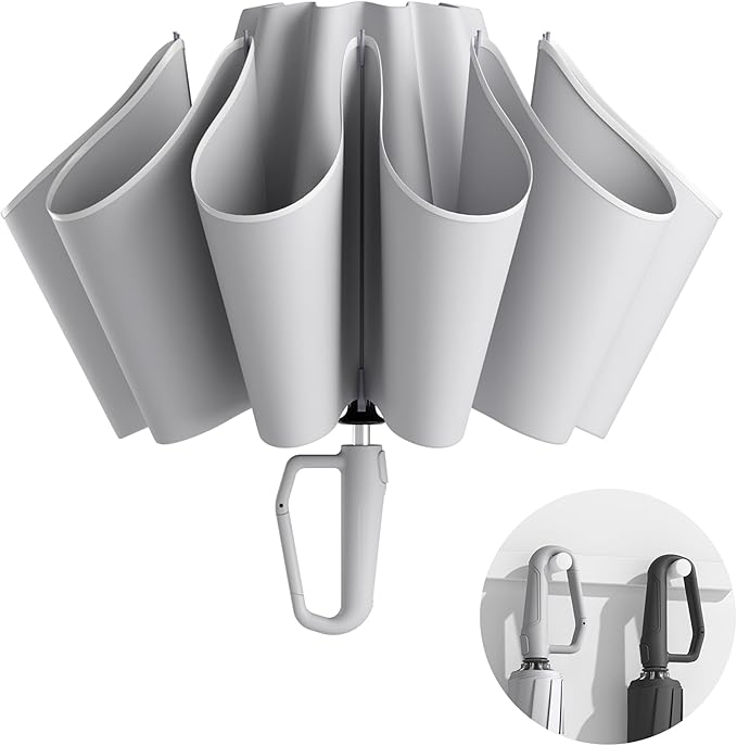 Windproof Travel Umbrella for Rain, Withstand 85MPH Winds, 54 Inch Automatic Reverse Fold Umbrellas Easy Auto Open Close, Portable Compact Umbrella Includes Cover Bag, Perfect for Travel, Car, Commute, Women Men, Backpack