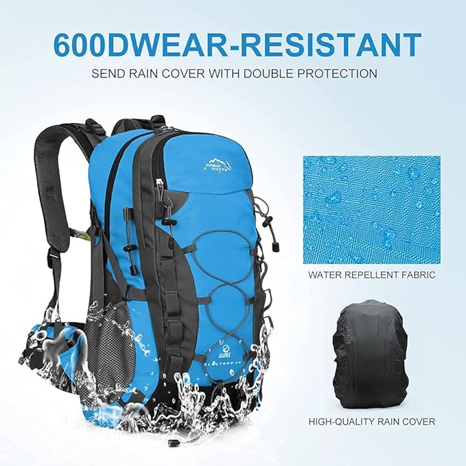 INOXTO lightweight Hiking Backpack 35L/40L Hiking Daypack with Waterproof Rain Cover for Travel Camping Outdoor Men and Women
