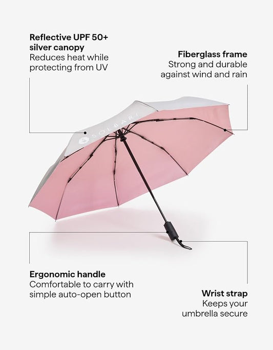 Solbari Compact Sun Protective Umbrella UPF 50+ UV Protection, Ultra-Light & Travel-Friendly, Reflective Sun Protection for Beach, Picnics, & Outdoor Festivals