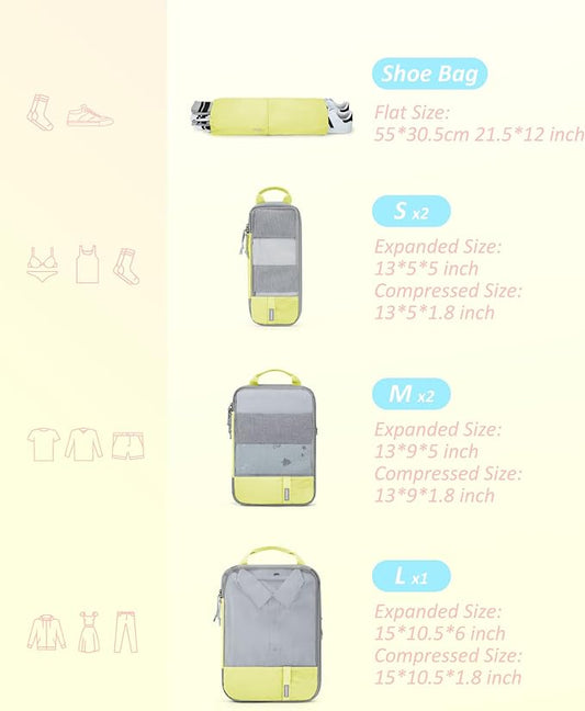 BAGSMART 6 Set /4 Set/2 Set Compression Packing Cubes for Travel, Lightweight Luggage Organizer Bags, Durable Space Saver Bags Travel Essentials
