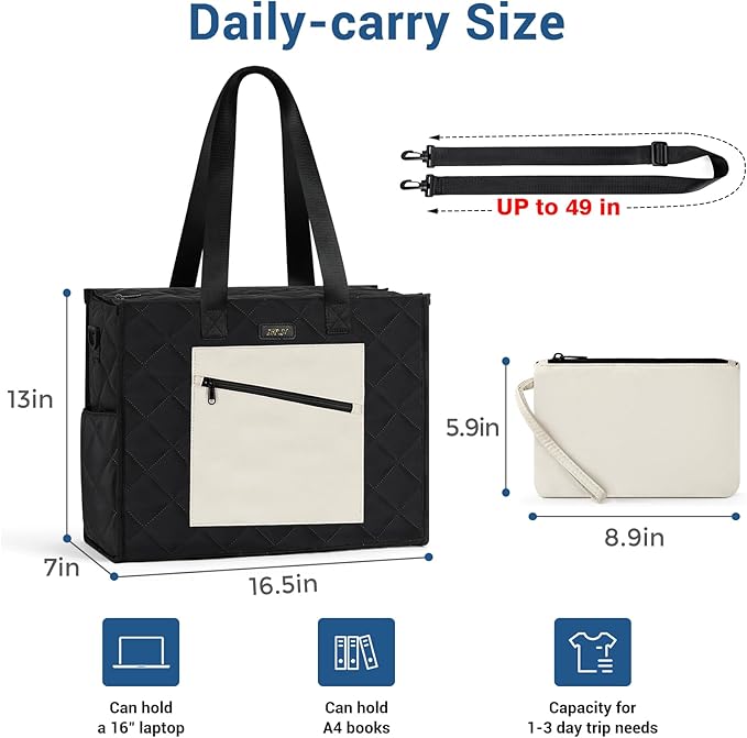 IBFUN Utility Tote Bag with 14/24 Pockets Zip Top Teacher Tote Bag for Teacher/Work Women