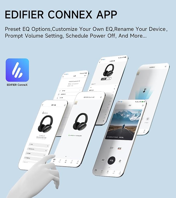 Atom Max - Hybrid Active Noise Cancelling Headphones, Hi-Res Audio, Wireless Over-Ear, Foldable, 45H Playtime, Fast Charging, Customize via an App, Bluetooth v5.4, ANC Headphones, Black