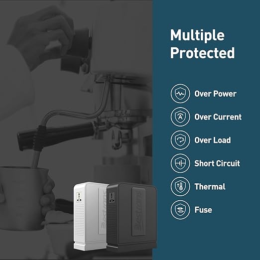 2000W Step Up Transformer 110v to 220v Converter, Heavy Duty Voltage Converter 110v to 220v with Dual Outlets, Overload Protection & Ultra-Quiet Design for Home Appliances, Pearl White