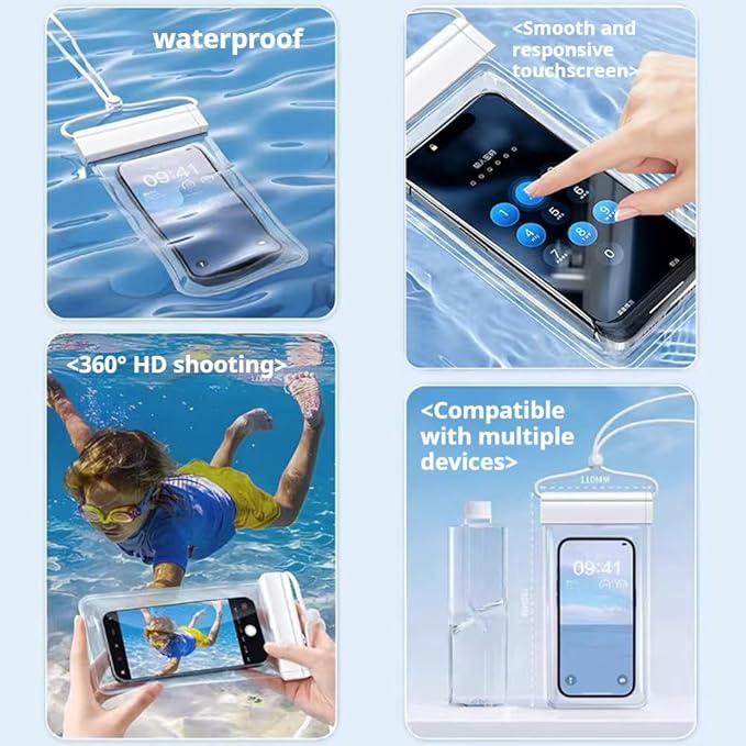 Personalized Initial Waterproof Phone Pouch Case (White)