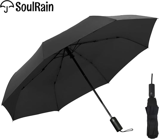 SoulRain Travel Umbrella - Compact Umbrella for Rain - Perfect Large Auto Folding Umbrella - Ideal Car umbrella, Small umbrella, and Travel Companion