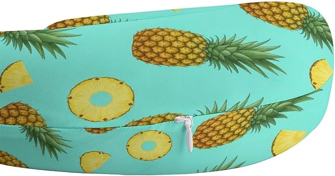 Chin Supporting U-Shaped Neck Pillow Memory Foam Travel, Pineapple Background U-Shape, Office Home Airplane Comfort