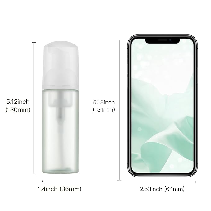 2oz Foam Bottle (3PCS) Empty Foaming Pump Dispenser for Hand Soap, Lash Cleanser, Shampoo to Travel (60ml, White&Green)