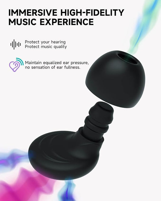 5 Pairs Ear Plugs for Sleeping Noise Reduction,Beinkap Reusable Earplugs Hearing Protection for Focus, Noise Sensitivity,Study,Work,Snoring,Motorcycle,Concert,Airplanes,24dB-33dB(Black)