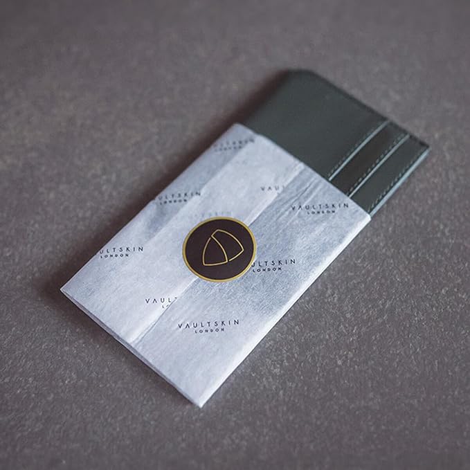 Vaultskin MOORGATE Slim Card Holder - Minimalist Leather Wallet, RFID Blocking Sleeve, Fits Front Pocket, for Men and Women