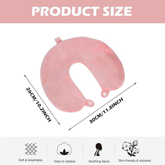 Travel Neck Pillow Cover, Neck Pillow Case, Pure, Soft and Smooh, Airplane Pillow Replacementt Cover Washable (Only Pillow Covers, no Filler)