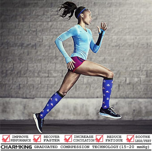 CHARMKING Compression Socks for Women & Men Circulation (8 Pairs) 15-20 mmHg is Best Support for Athletic Running,Cycling
