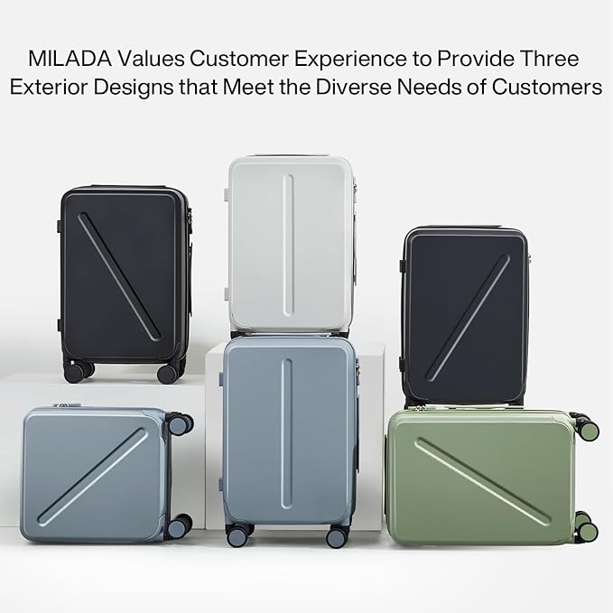 MILADA Underseat Carry On Luggage with Wheels 16 Inch Small Suitcase Personal Item Underseat Carry On Bag TSA Approved Carry On Luggage Hard Shell Suitcases Mini Travel Luggage, Grey