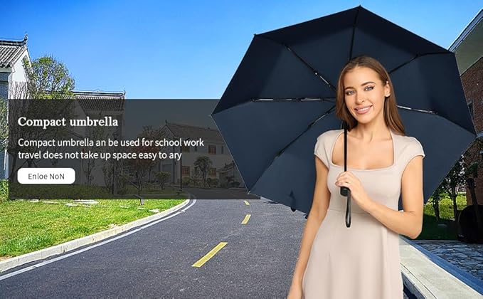 Windproof Travel Umbrella, Automatic Folding Compact Lightweight Umbrella for Women & Men, Durable and Portable, Fits Easily in Purse or Backpack