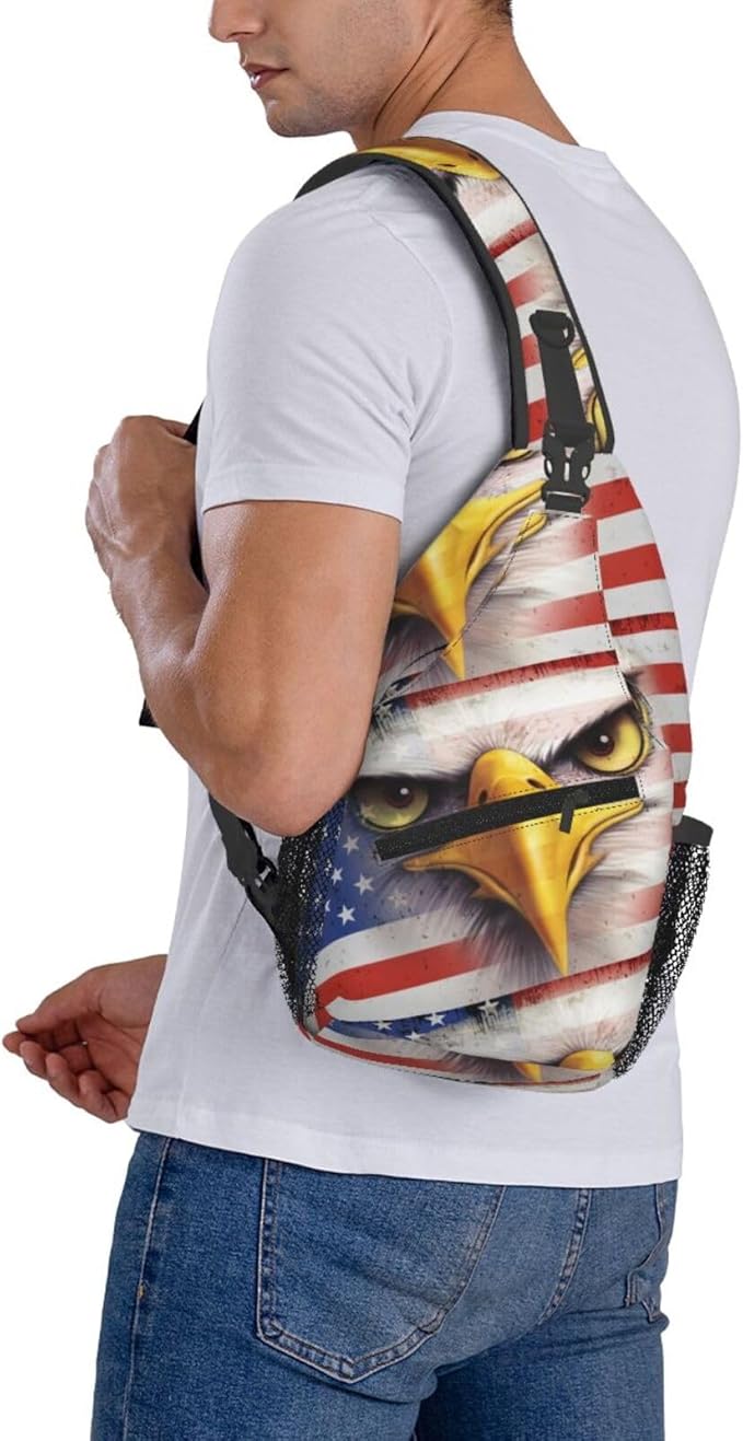American Flag Sling Bag Multipurpose Crossbody Sling Backpack Travel Cycling Hiking Shoulder Bag For Women Men