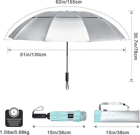 G4Free 42/46/54/62 Inch Large Golf Umbrella Compact Reverse Travel Umbrella 10 Ribs Windproof for Rain Double Canopy Automatic Open Close