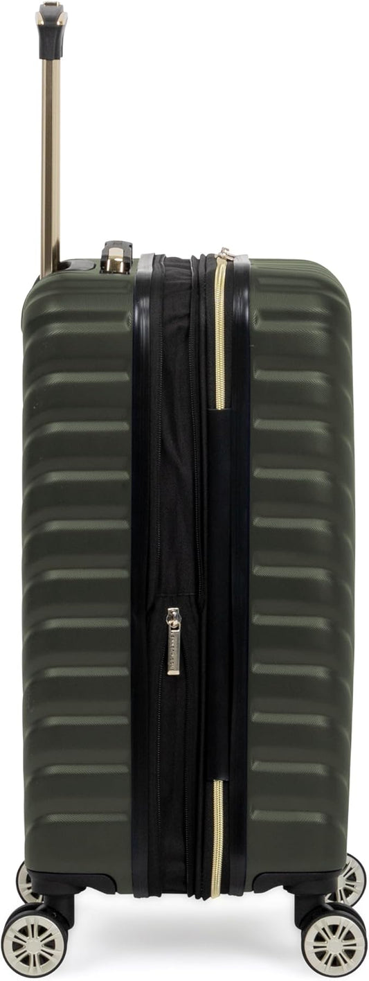 Kenneth Cole REACTION Madison Square Lightweight Hardside Chevron Expandable Spinner Luggage, Olive, 20-Inch Checked