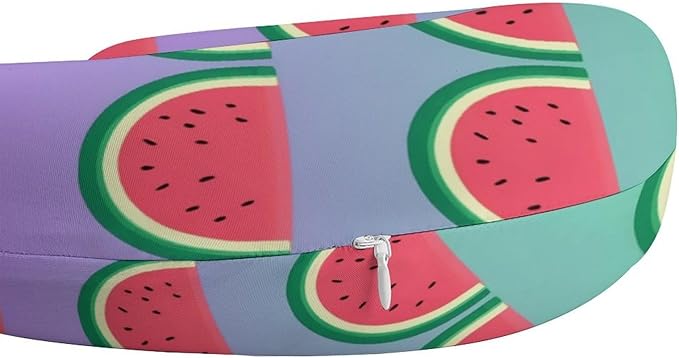 Kids Washable U-Shaped Travel Pillow Neck Support, Watermelons Fruit Pattern U-Shape, Airplane Car Nap Chin Cushion