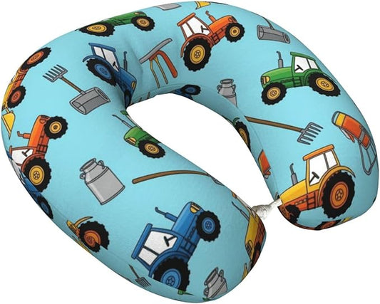 Travel Pillow for Men Women, Washable Relax U Shaped Neck Pillows for Car Head Pain Relief Sleeping Milk Farm Tractors