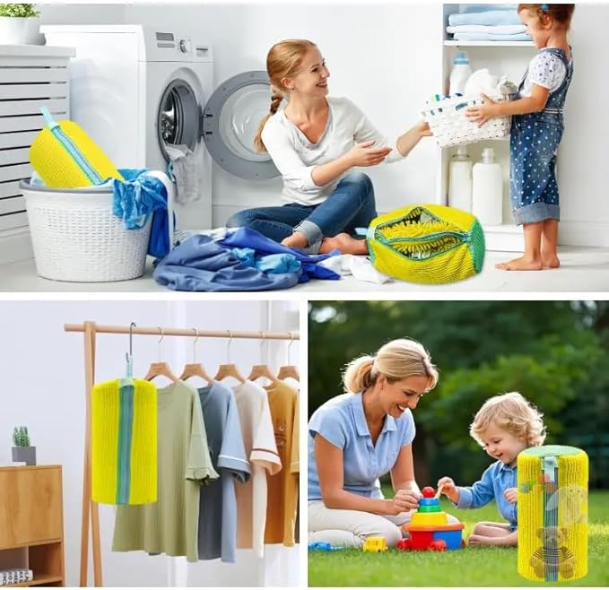 Lazy Shoe Wash Bag – Dual Zipper Chenille Shoe Laundry Bag with Dual Pockets, Anti-Deformation Mesh Wash Bag for Machine Washing Sneakers, Running Shoes & Kids’ Shoes, Gray