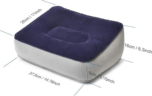 STYDDI Inflatable Foot Rest Pillow, 2 Pack Portable Inflatable Leg Rest Pillow, Travel Footrest Pillow for Airplane, Train, Car, Home, Office (Grey and Blue), Pack of 2