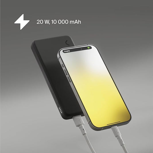 Clemm Portable Charger 10,000mAh Dual Port (USB-A, USB-C), Graphite