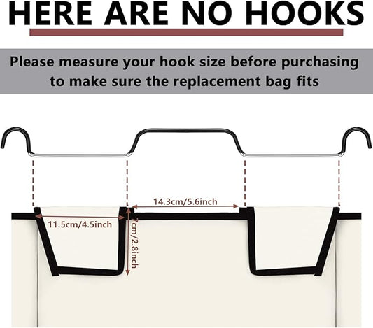 Bonuci 3 Pcs Laundry Sorter Replacement Bags Hamper Cart Removable Replacement Laundry Storage Organizer Bag Hamper Liner, No Hooks 14.76 x 8.66 x 21.65 Inch (Beige)