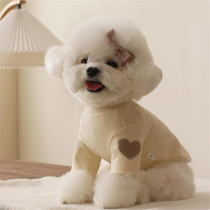 Dog Heart Heart Sweatshirt for Small to Large Dogs Soft Solid Color Apparel Thick Coats Embroidered Pajamas Puppy Hoodie