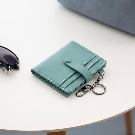 Alldaily Slim Keychain Wallet for Women, RFID Blocking Small Bifold Travel Credit Card Holder (Purist Blue)