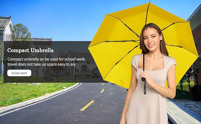 Windproof Travel Umbrella, Automatic Folding Compact Lightweight Umbrella for Women & Men, Durable and Portable, Fits Easily in Purse or Backpack